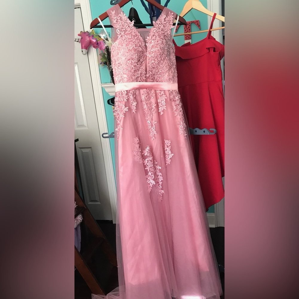 Elegant Pink Lace Gown
